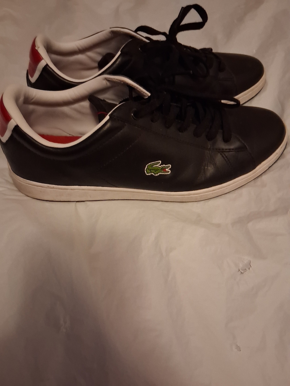 Lacoste Men's Black Leather Lace-Up Sneakers